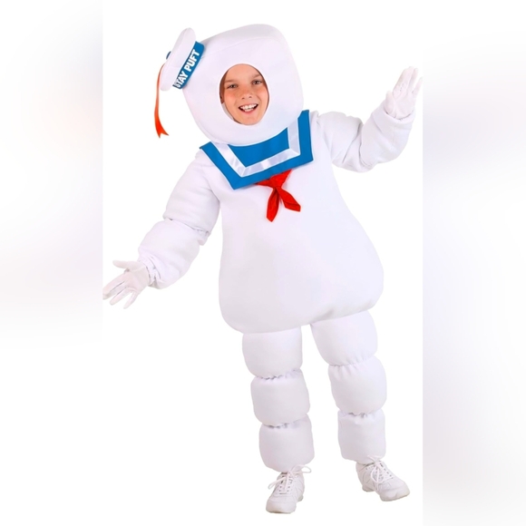 Vintage/Ghostbusters Stay Puft Marshmallow Man Kids Costume - White - Picture 3 of 5